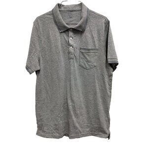 J. Crew Mens Polo Shirt Large Gray Collared With Pockets Cotton Short Sleeve